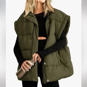 Olive Green Quilted Puffer Vest - NWOT